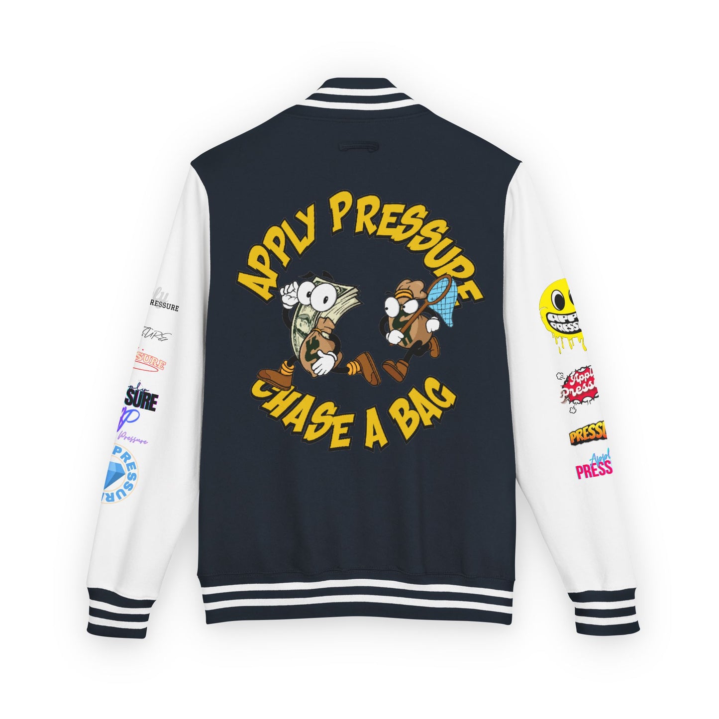 Letterman Jacket — "Apply Pressure Chase a Bag" Streetwear Varsity Jacket