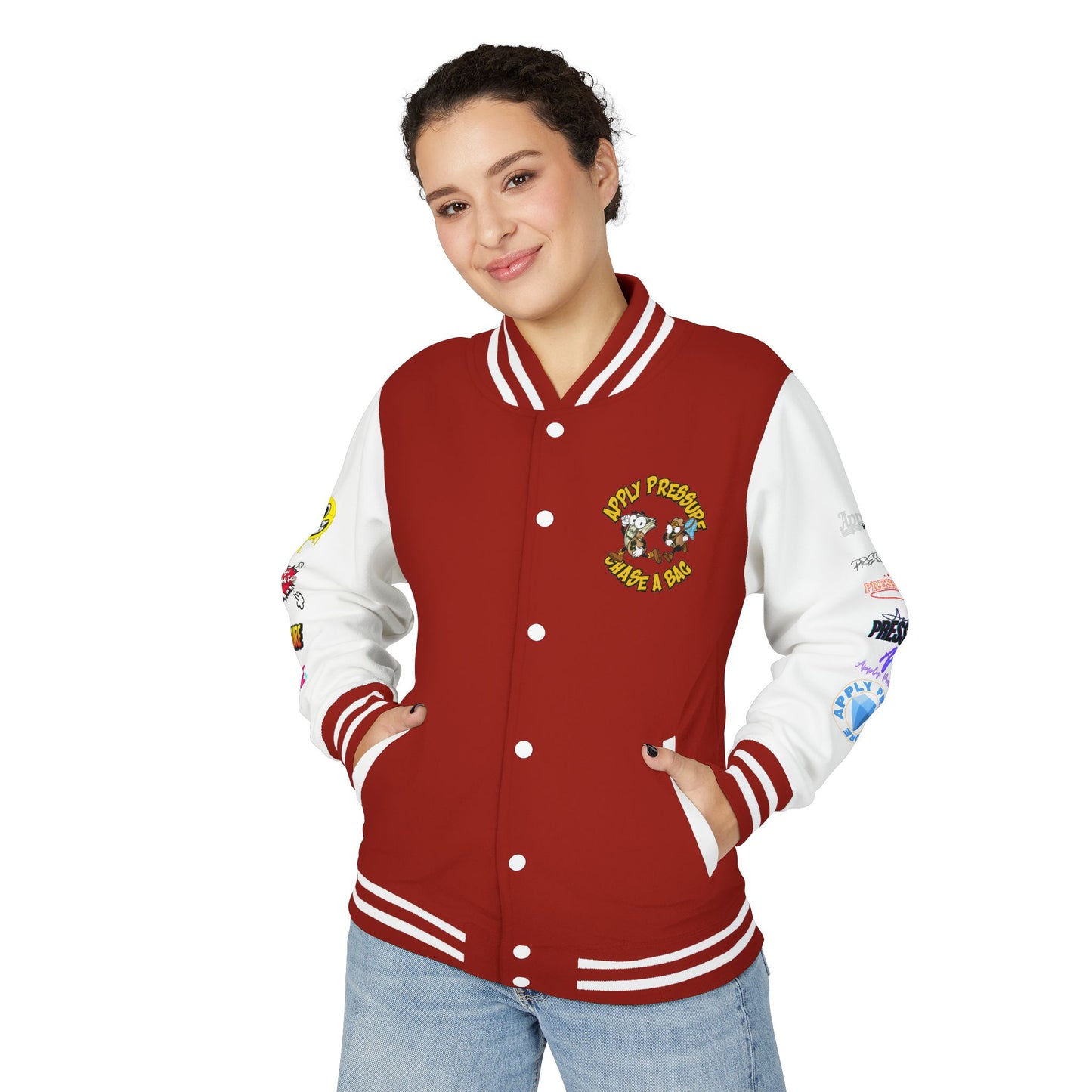 Letterman Jacket — "Apply Pressure Chase a Bag" Streetwear Varsity Jacket
