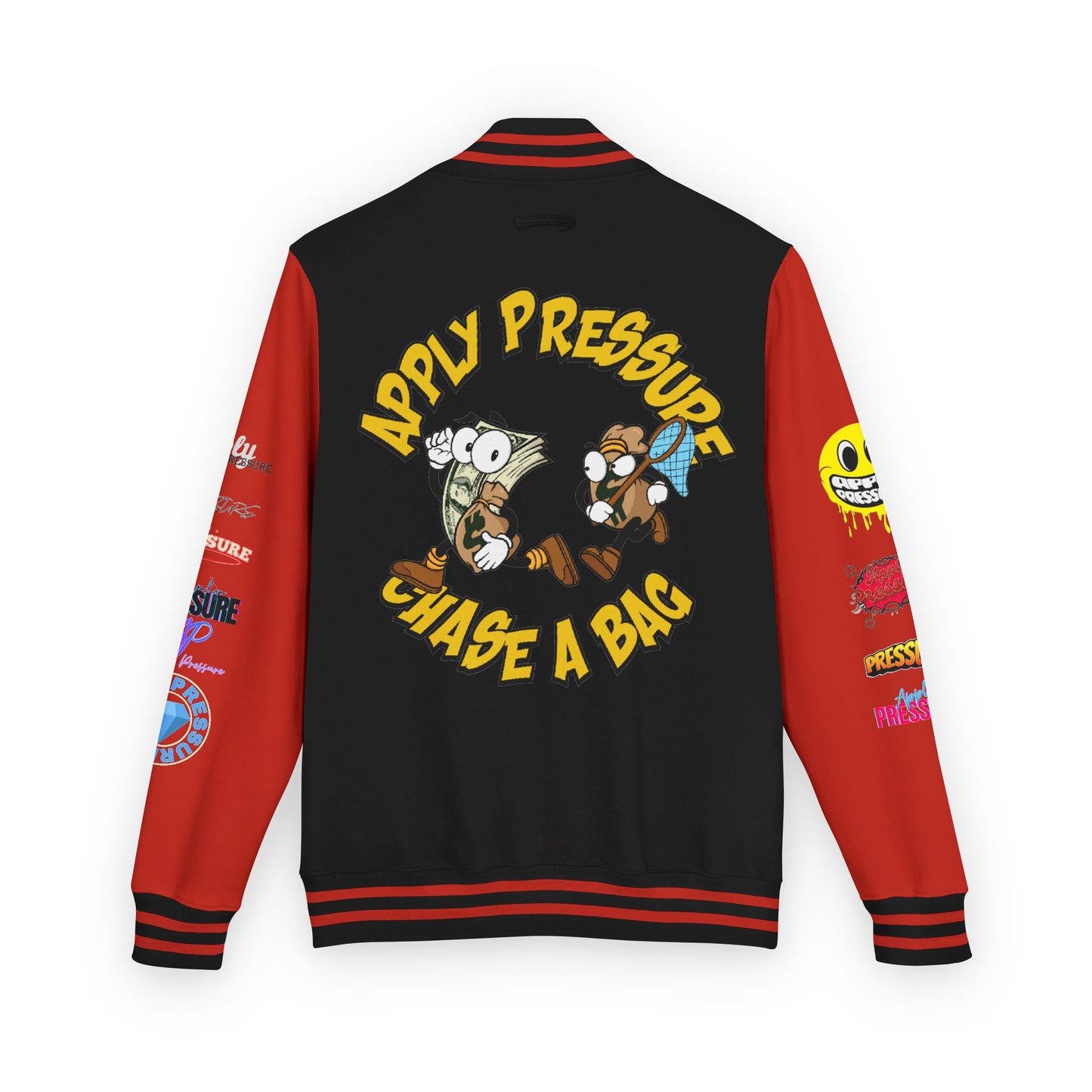 Letterman Jacket — "Apply Pressure Chase a Bag" Streetwear Varsity Jacket