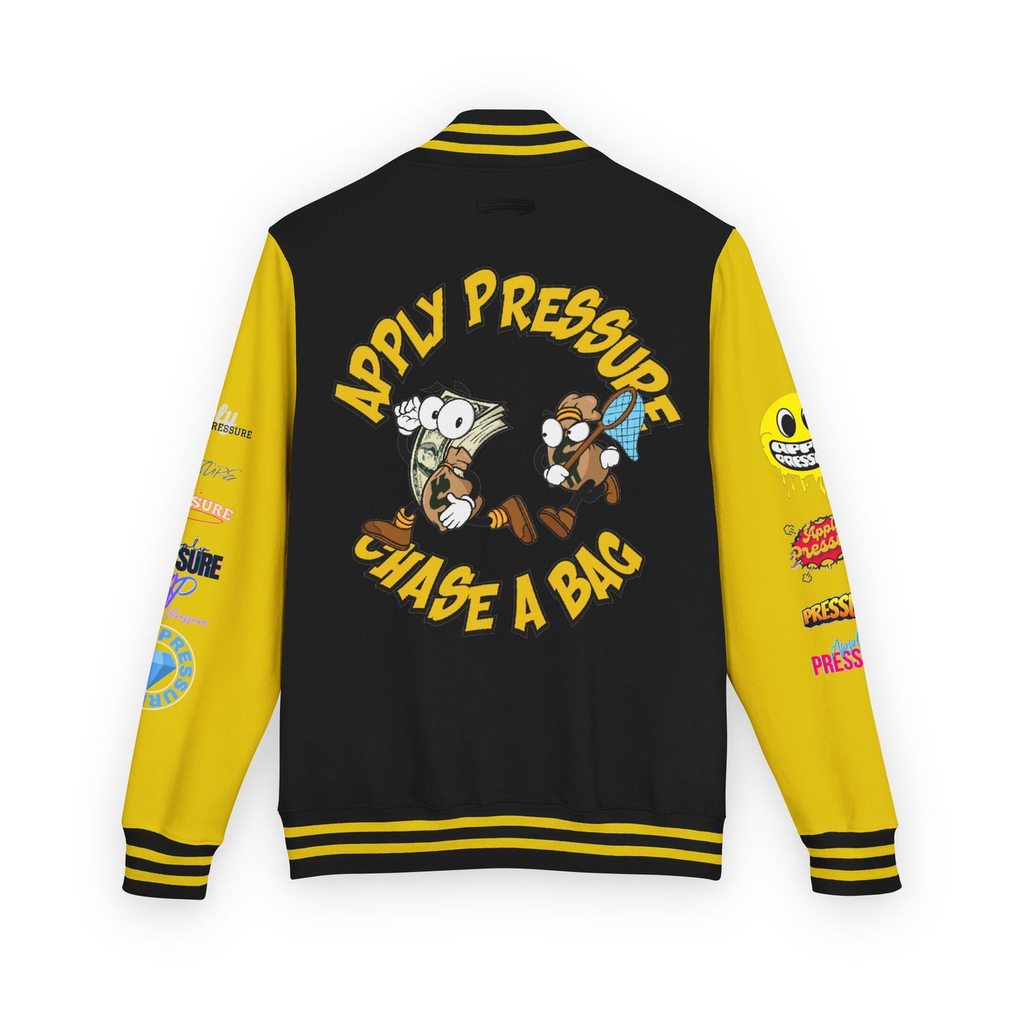 Letterman Jacket — "Apply Pressure Chase a Bag" Streetwear Varsity Jacket