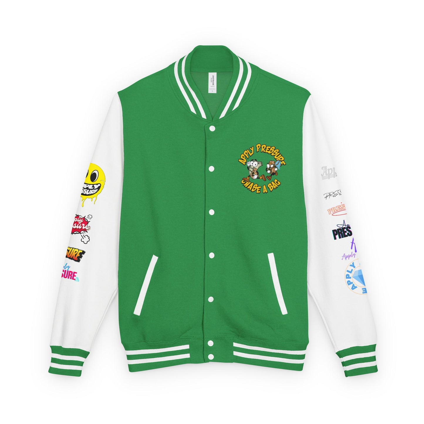 Letterman Jacket — "Apply Pressure Chase a Bag" Streetwear Varsity Jacket