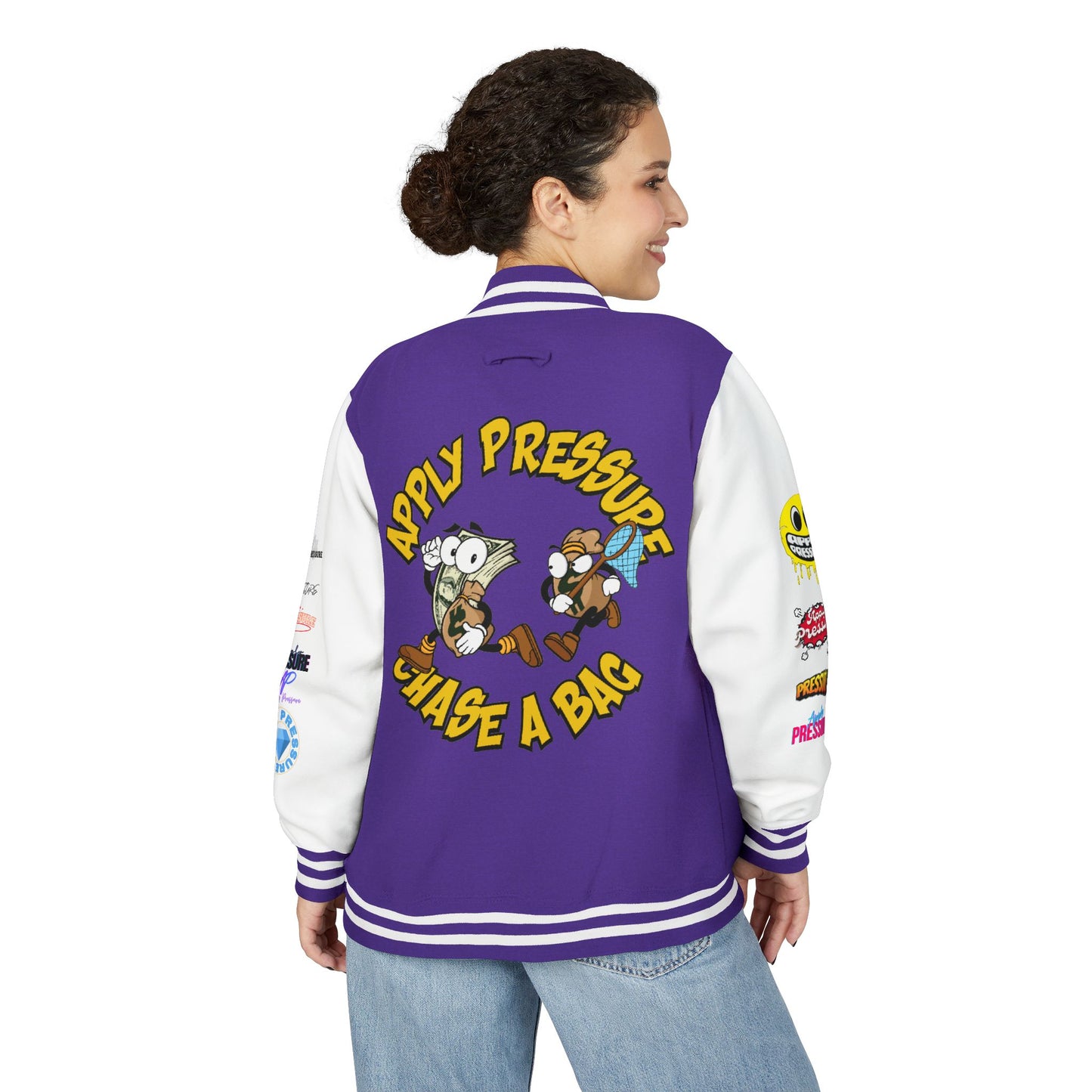 Letterman Jacket — "Apply Pressure Chase a Bag" Streetwear Varsity Jacket