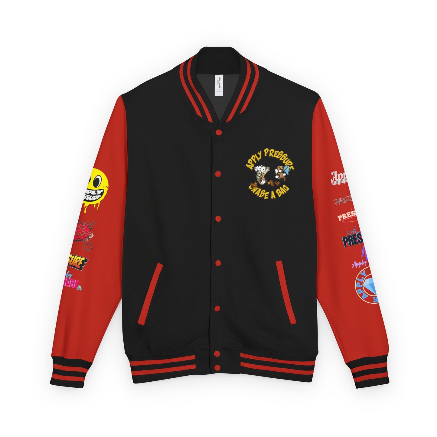 Letterman Jacket — "Apply Pressure Chase a Bag" Streetwear Varsity Jacket