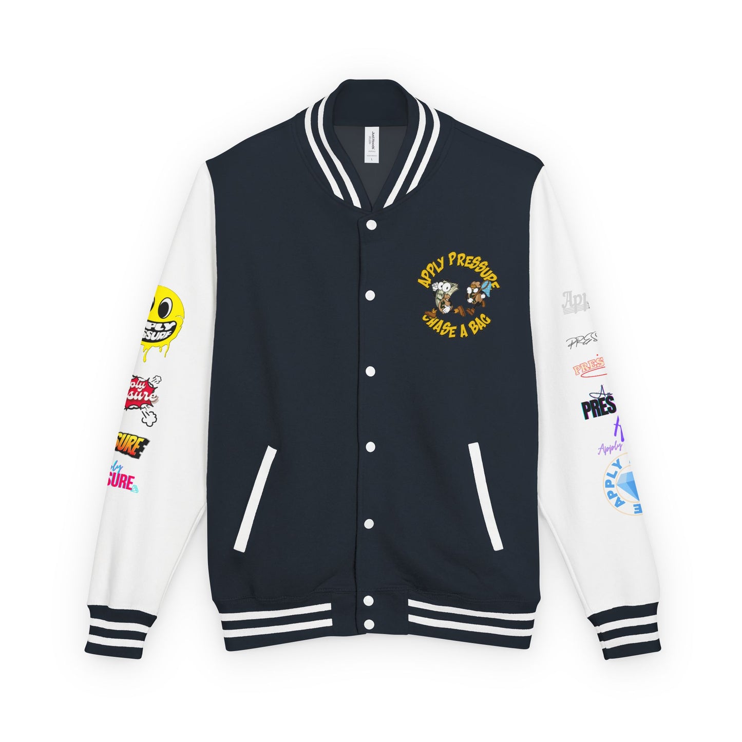 Letterman Jacket — "Apply Pressure Chase a Bag" Streetwear Varsity Jacket