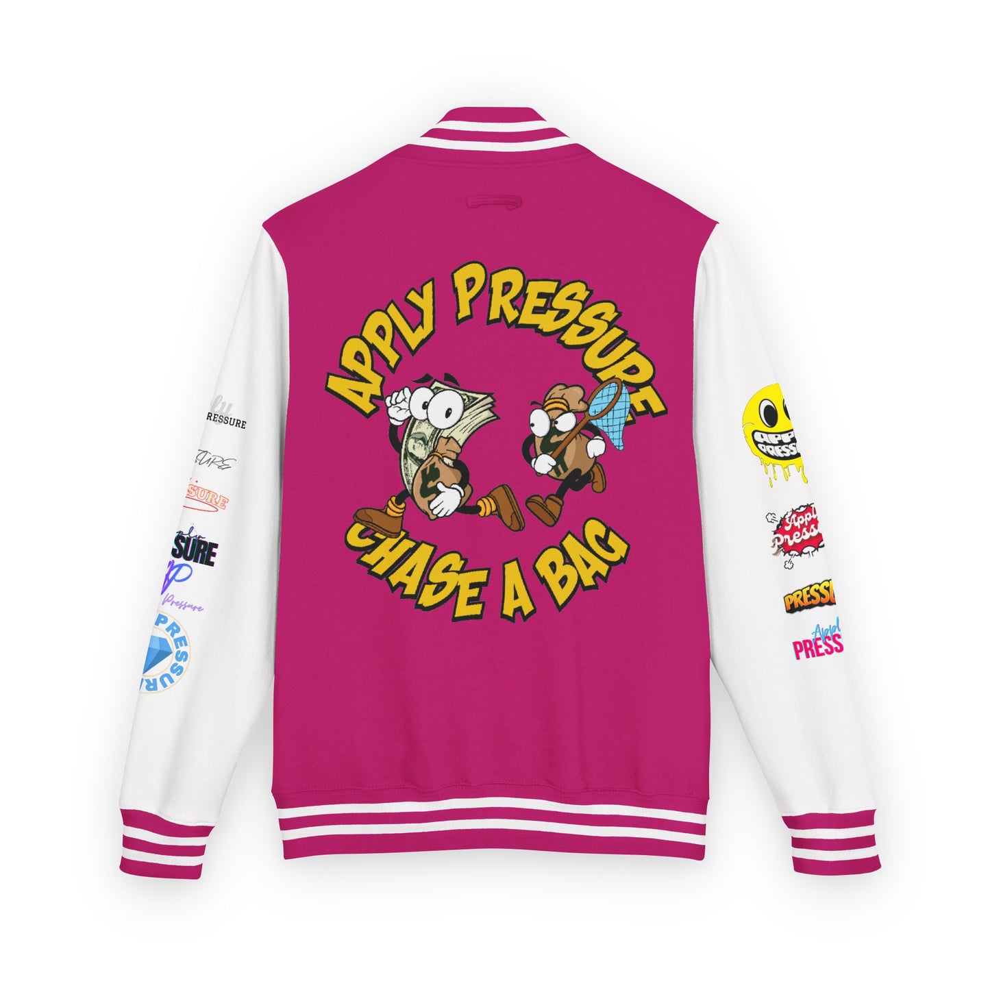Letterman Jacket — "Apply Pressure Chase a Bag" Streetwear Varsity Jacket