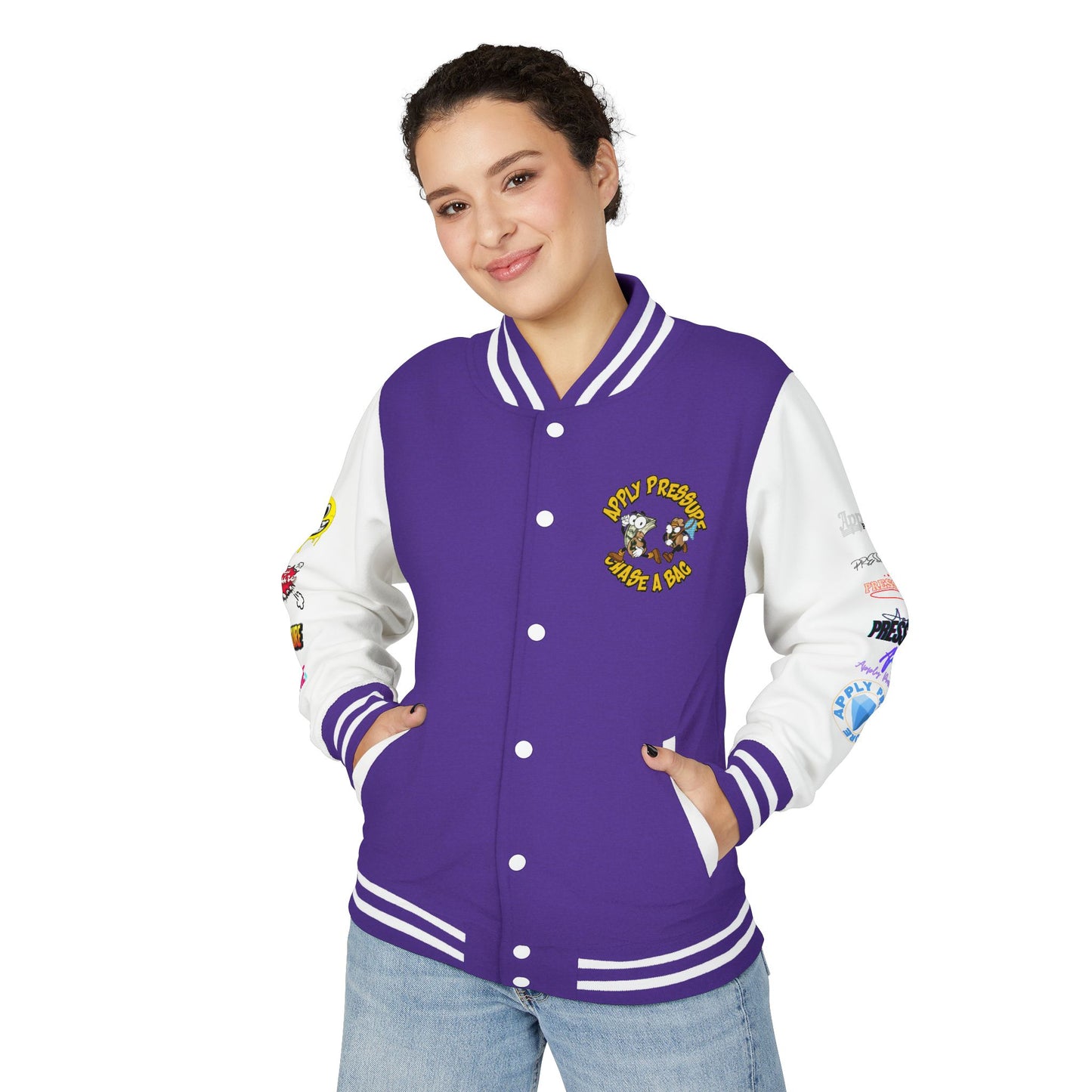 Letterman Jacket — "Apply Pressure Chase a Bag" Streetwear Varsity Jacket