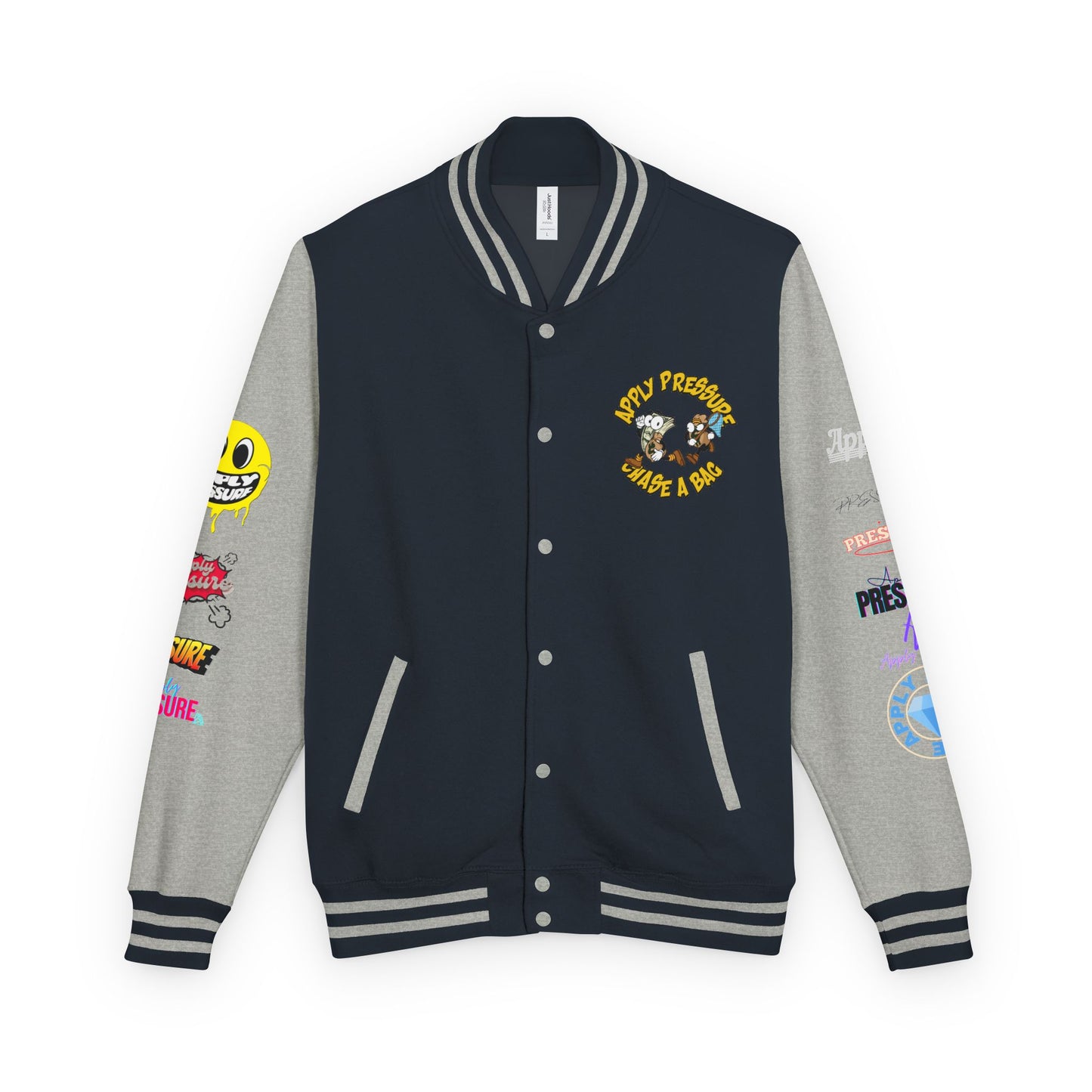 Letterman Jacket — "Apply Pressure Chase a Bag" Streetwear Varsity Jacket