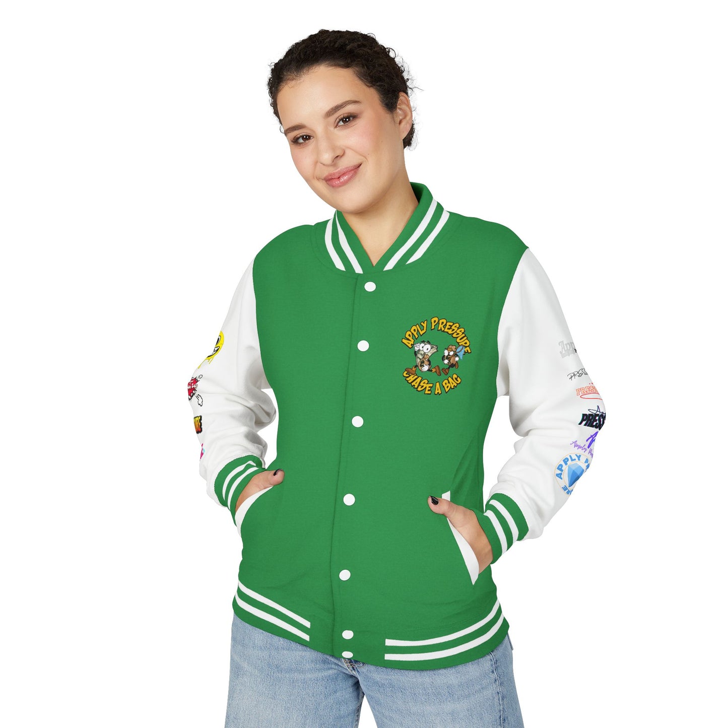 Letterman Jacket — "Apply Pressure Chase a Bag" Streetwear Varsity Jacket