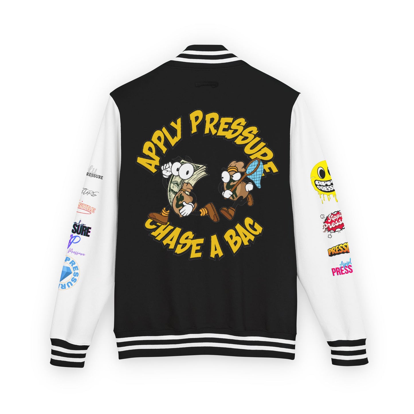 Letterman Jacket — "Apply Pressure Chase a Bag" Streetwear Varsity Jacket