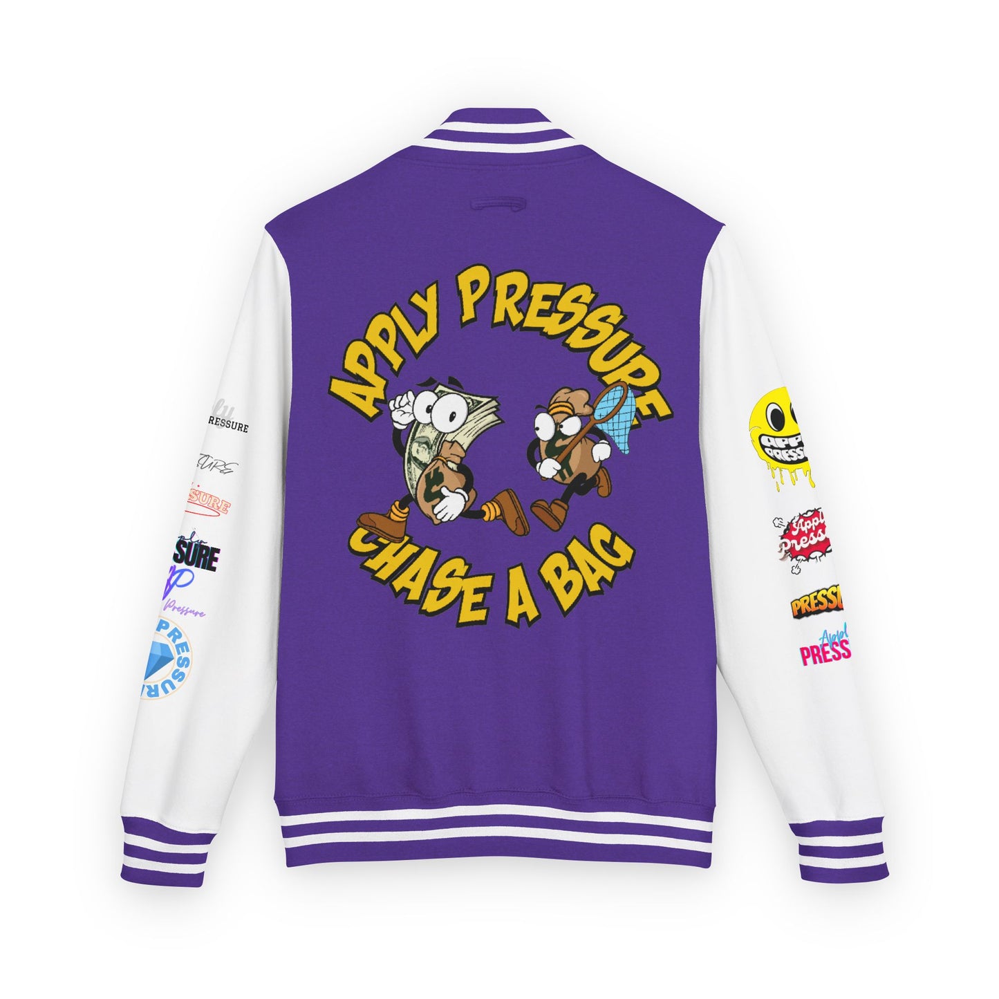 Letterman Jacket — "Apply Pressure Chase a Bag" Streetwear Varsity Jacket